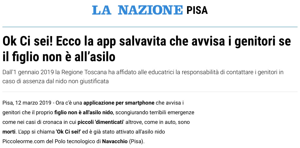 Articolo La Nazione